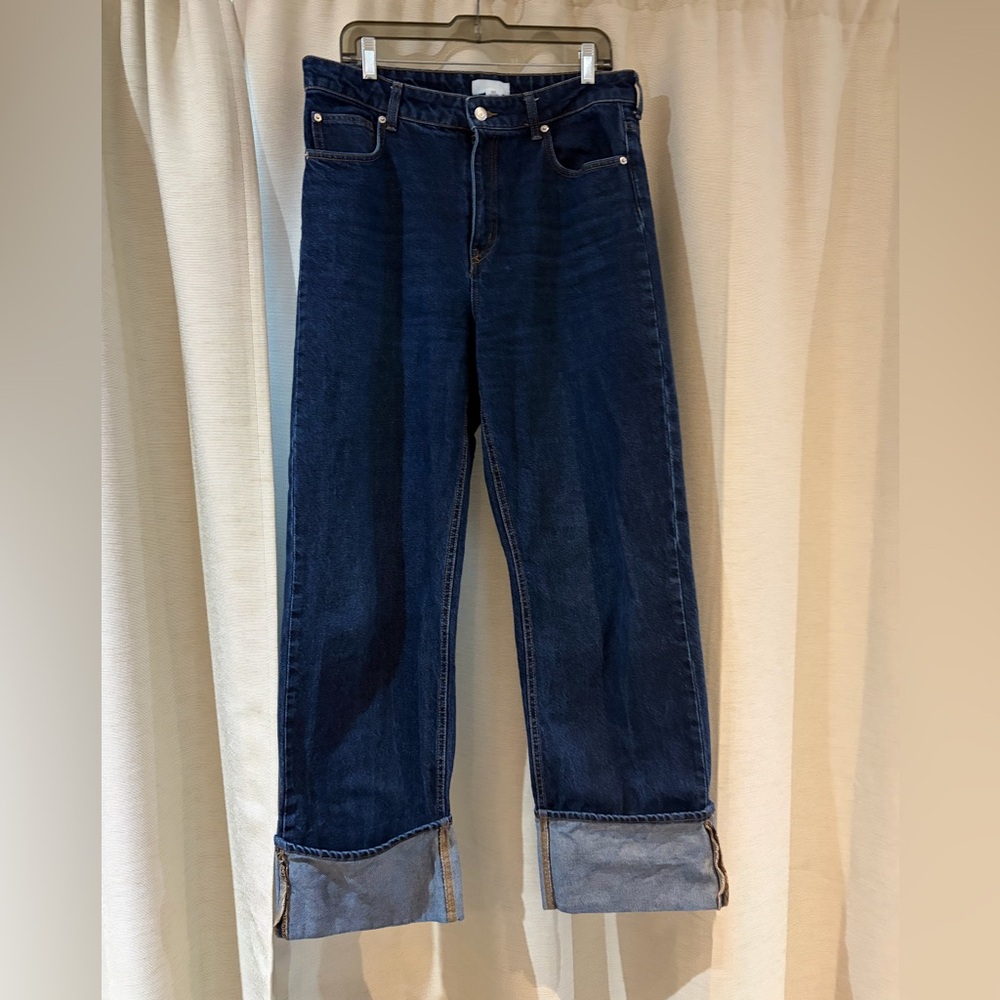 H&M Indigo Denim cuffed wide leg Jeans